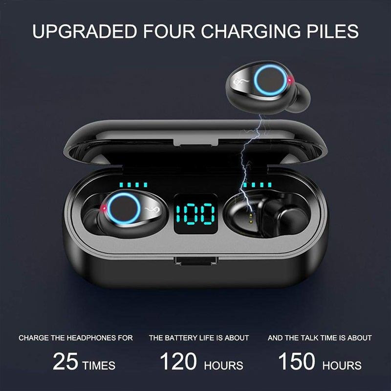 Écouteurs Stéréo sans Fil Bluetooth V5.0 + Coffret de Charge 2000 mAh