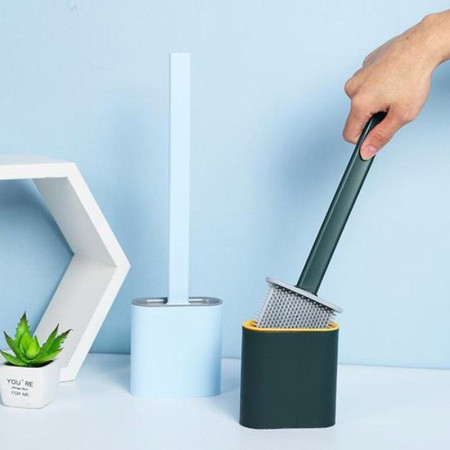 TOILET BRUSH : Brosse WC en Silicone avec Support de Séchage Rapide