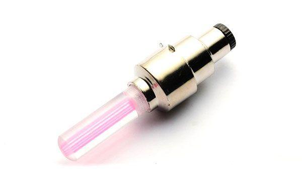 Bouchon de valve lumineux LED rose pour roue de vélo