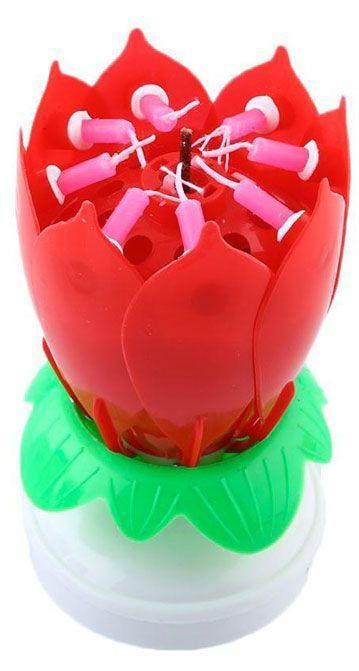 Bougie Fleur Lotus Anniversaire Rouge