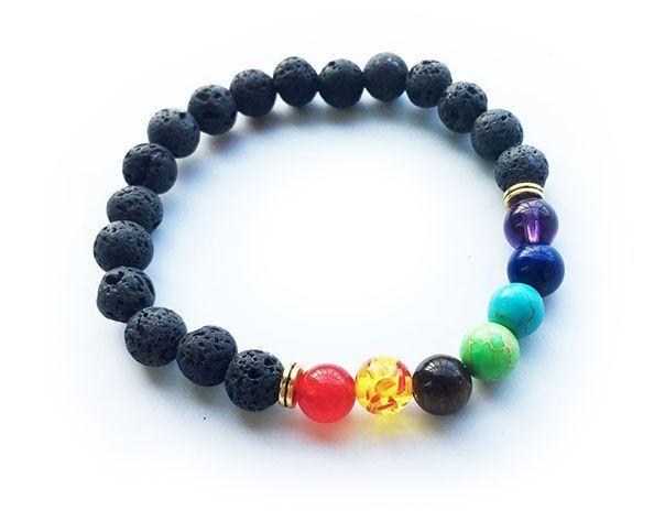 Bracelet Guérison Pierres de lave 7 Chakras GROUPON