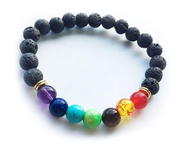 Bracelet Guérison Pierres de lave 7 Chakras GROUPON