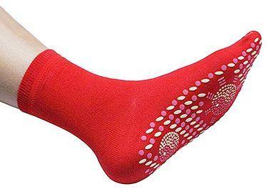 Chaussettes yoga auto-chauffantes magnétique unisexe Rouge