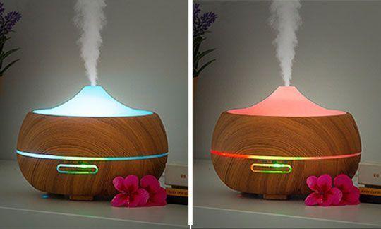 Humidificateur Diffuseur d'Arômes avec LED et Effet Bois