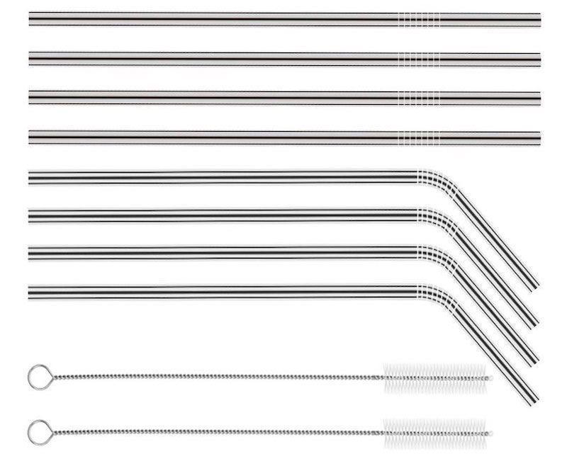 Lot de 8 pailles inox