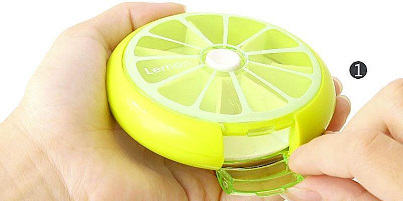 PilBox Pill Box Pilulier Agrumes avec Bouton de Distribution Notice 1 GROUPON