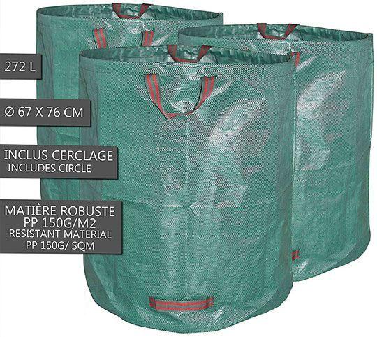 Sac de Jardin Pliable XXL 272L en PP Robuste + Cerclage