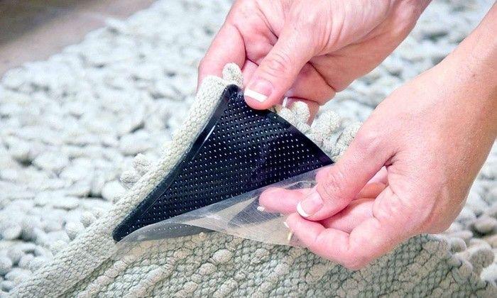 Lot de 4 Supports Anti-Dérapants pour Tapis avec Autocollants Groupon