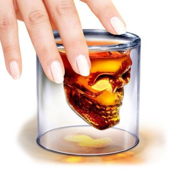 Lot De 2 Verres Tête De Mort - Shooter Crâne Pour Whisky Vodka Etc